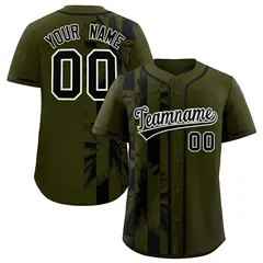 Olive Black Split Coconut Tree Design Baseball Jersey 1