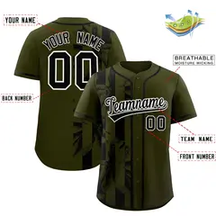 Olive Black Split Coconut Tree Design Baseball Jersey 2