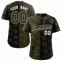 Olive Black Split Flower Graffiti Authentic Baseball Jersey 1