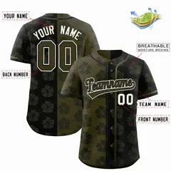 Olive Black Split Flower Graffiti Authentic Baseball Jersey 2