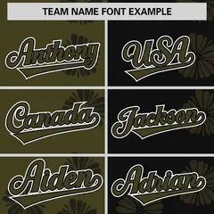 Olive Black Split Flower Graffiti Authentic Baseball Jersey 3