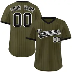 Olive Black Stripe Authentic Pullover Baseball Jersey 1