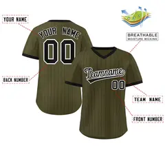 Olive Black Stripe Authentic Pullover Baseball Jersey 2
