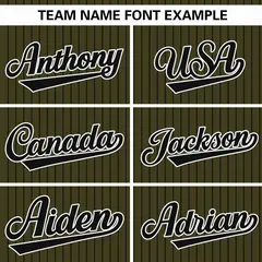 Olive Black Stripe Authentic Pullover Baseball Jersey 3