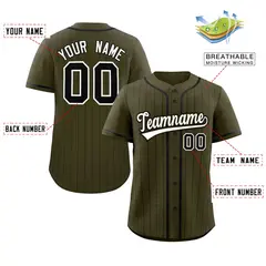 Olive Black Stripe Raglan Authentic Baseball Jersey 2