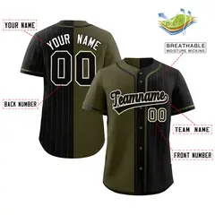 Olive Black Stripe-Solid Combo Authentic Baseball Jersey 2