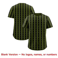 Olive Black Thick Stripes Star Pattern Baseball Jersey 7