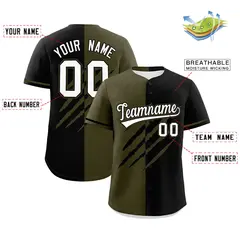 Olive Black Tiger Claw Scratch Split Baseball Jersey 2