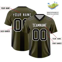 Olive Black Vertical Stripe Gradient Team Football Jersey 2