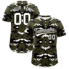 Olive Black-White Camo Authentic Baseball Jersey