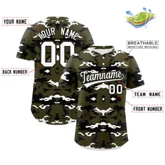 Olive Black-White Camo Authentic Baseball Jersey 2