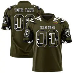 Olive Black-White Camo Authentic Football Jersey