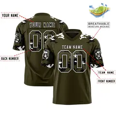 Olive Black-White Camo Authentic Football Jersey 2