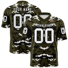 Olive Black-White Camo Authentic Football Jersey