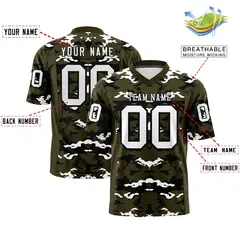 Olive Black-White Camo Authentic Football Jersey 2