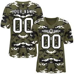 Olive Black-White Camo Authentic Football Jersey