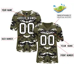 Olive Black-White Camo Authentic Football Jersey 2