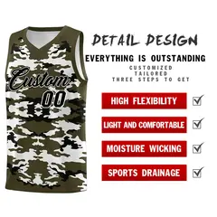Olive Black-White Camo Basketball Jersey 2