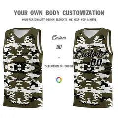 Olive Black-White Camo Basketball Jersey 3