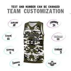 Olive Black-White Camo Basketball Jersey 4