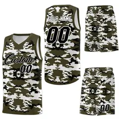 Olive Black-White Camo Basketball Jersey 6