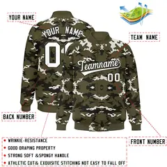 Olive Black-White Camo Varsity Letterman Jacket 2