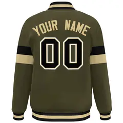 Olive Black-White Color Block Varsity Baseball Jacket 4