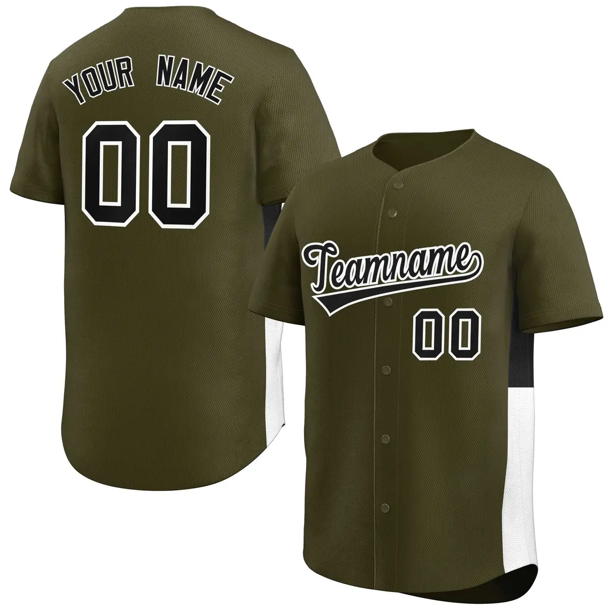 Olive Black-White Side Two-Tone Authentic Baseball Jersey