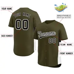 Olive Black-White Side Two-Tone Authentic Baseball Jersey 2