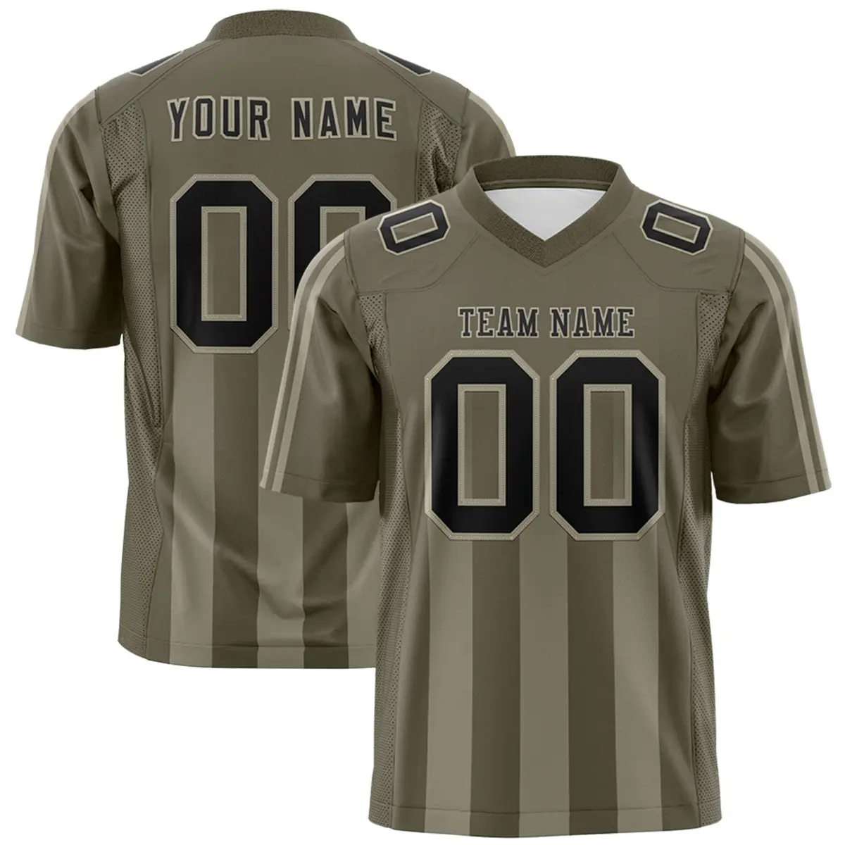 Olive Camel Vertical Fine Stripe Gradient Football Jersey