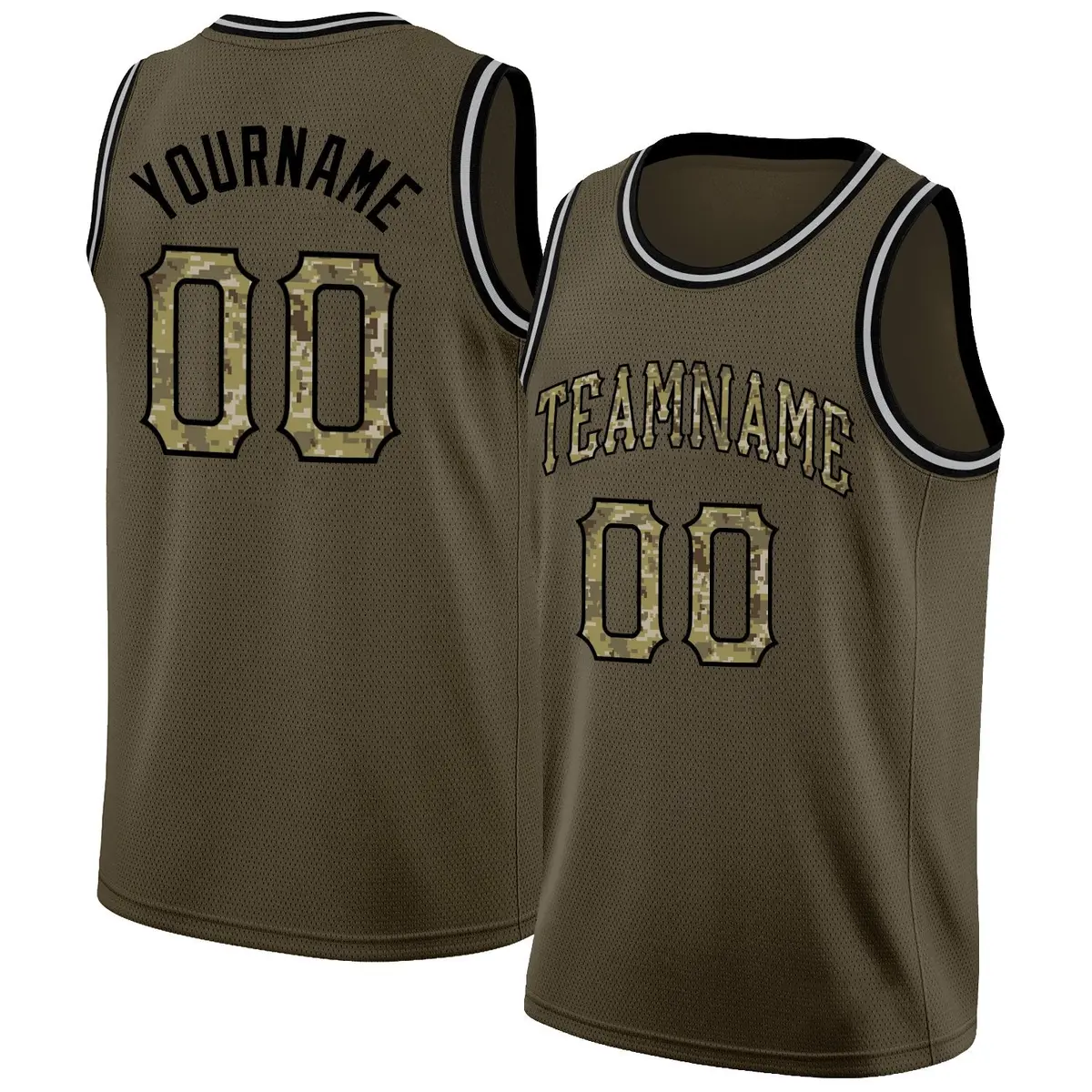 Olive Camo-Black Classic Athletic Basketball Jersey