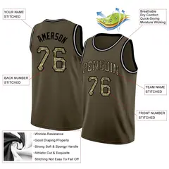 Olive Camo-Black Classic Athletic Basketball Jersey 2