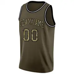 Olive Camo-Black Classic Athletic Basketball Jersey 5