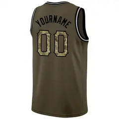 Olive Camo-Black Classic Athletic Basketball Jersey 6
