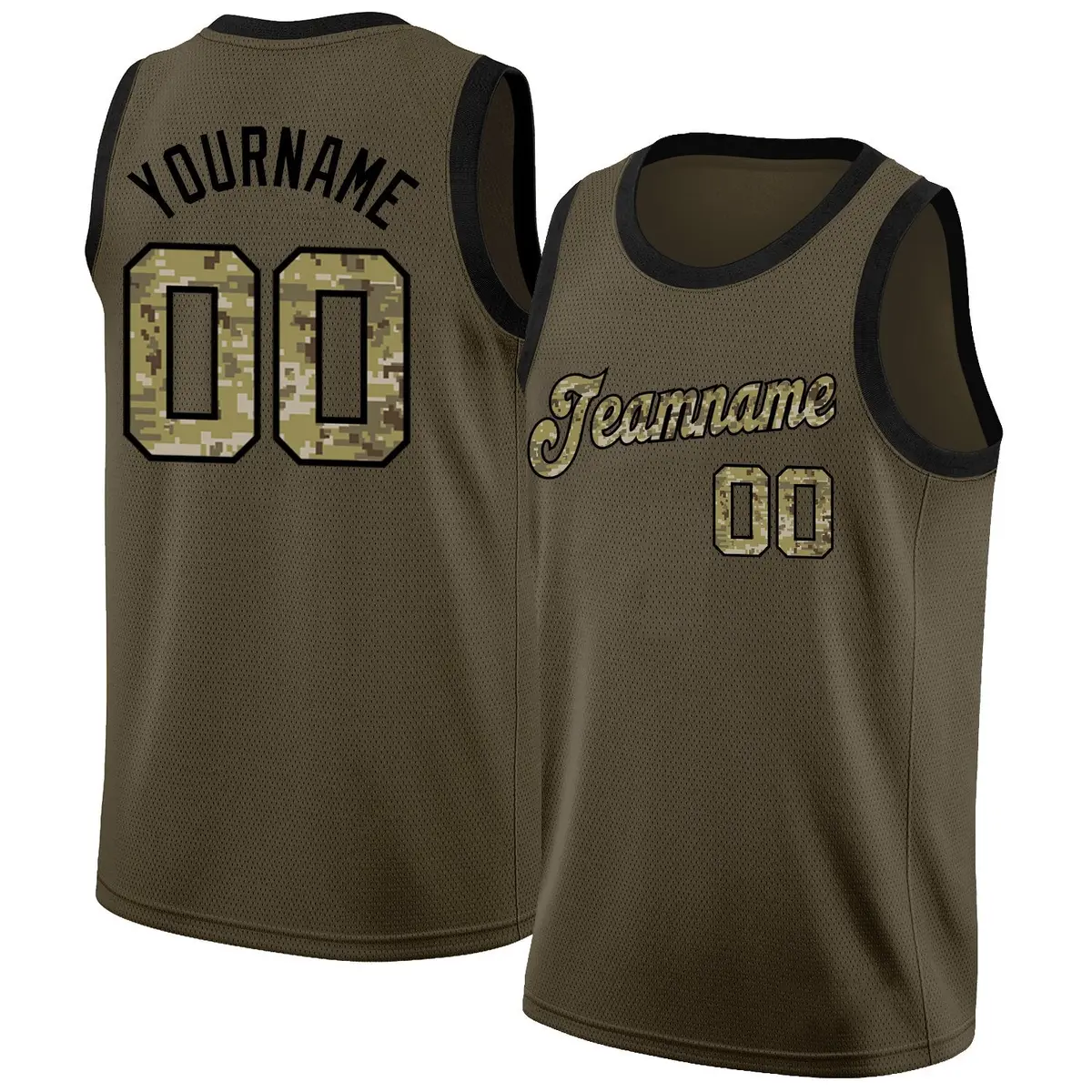 Olive Camo-Black Classic Athletic Basketball Jersey