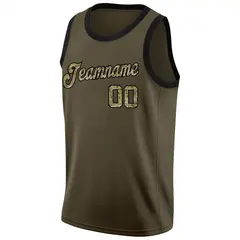 Olive Camo-Black Classic Athletic Basketball Jersey 5