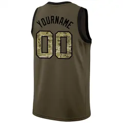 Olive Camo-Black Classic Athletic Basketball Jersey 6