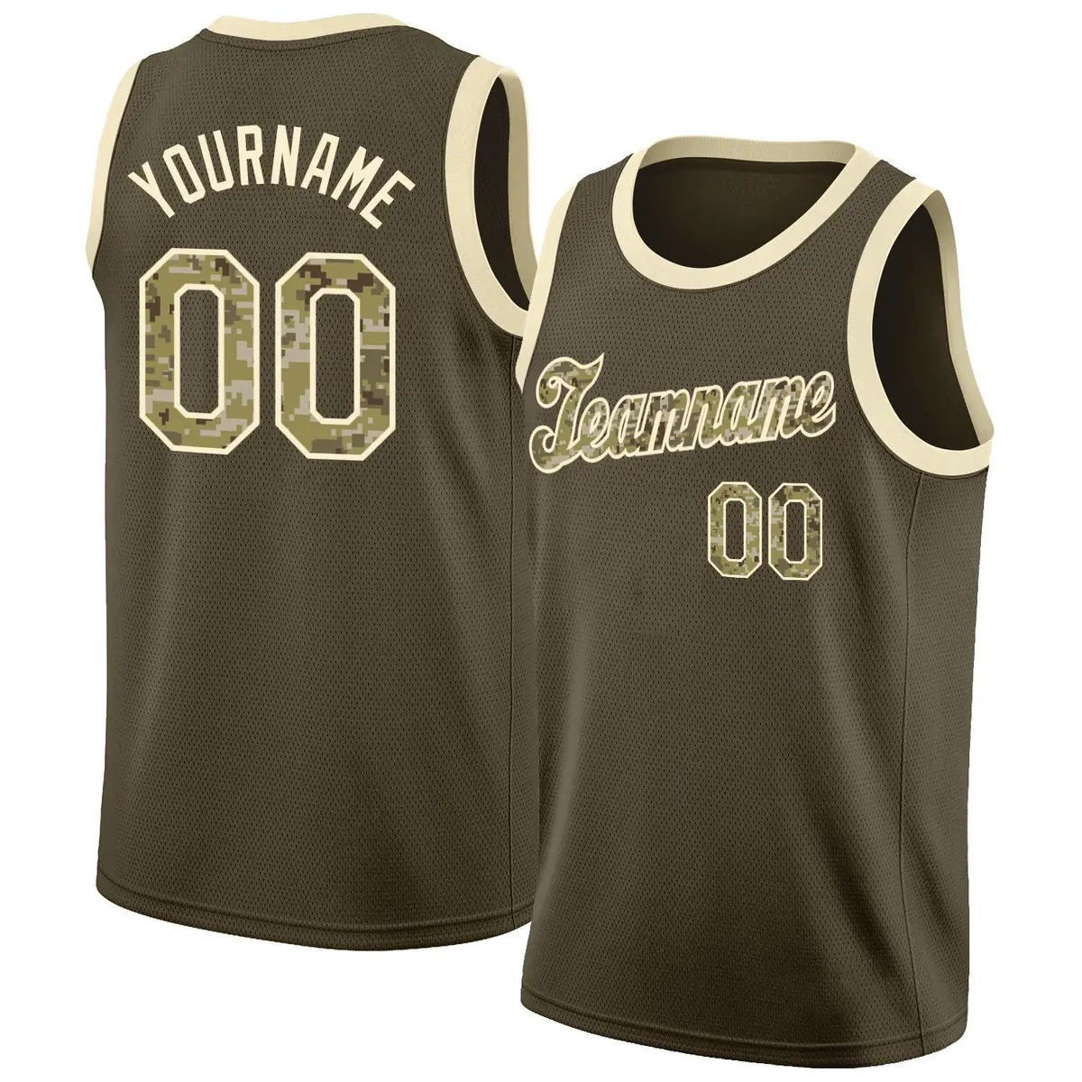 Olive Camo Classic Athletic Casual Basketball Jersey