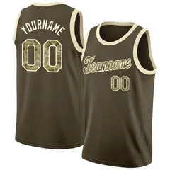 Olive Camo Classic Athletic Casual Basketball Jersey 1