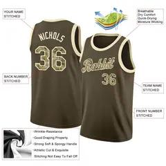 Olive Camo Classic Athletic Casual Basketball Jersey 2