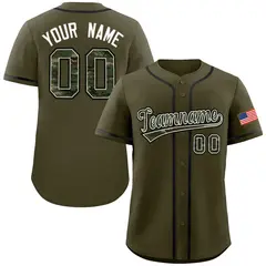 Olive Camo Font Authentic Baseball Jersey 1