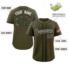 Olive Camo Font Authentic Baseball Jersey 2