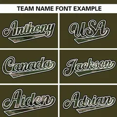 Olive Camo Font Authentic Baseball Jersey 3