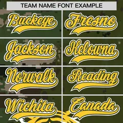 Olive Camo Gold Full-Snap Tiger Graffiti Baseball Jersey 6