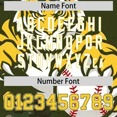 Olive Camo Gold Full-Snap Tiger Graffiti Baseball Jersey 7