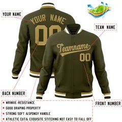 Olive Classic Varsity Full-Snap Letterman Baseball Jacket 4