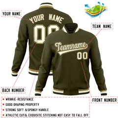 Olive Classic Varsity Full-Snap Letterman Baseball Jacket 4