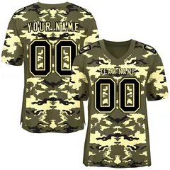 Olive Cream-Black Camo Authentic Football Jersey