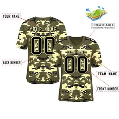 Olive Cream-Black Camo Authentic Football Jersey 2