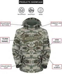 Olive Cream-Black Camo Outdoor Windbreaker Waterproof Jacket 2